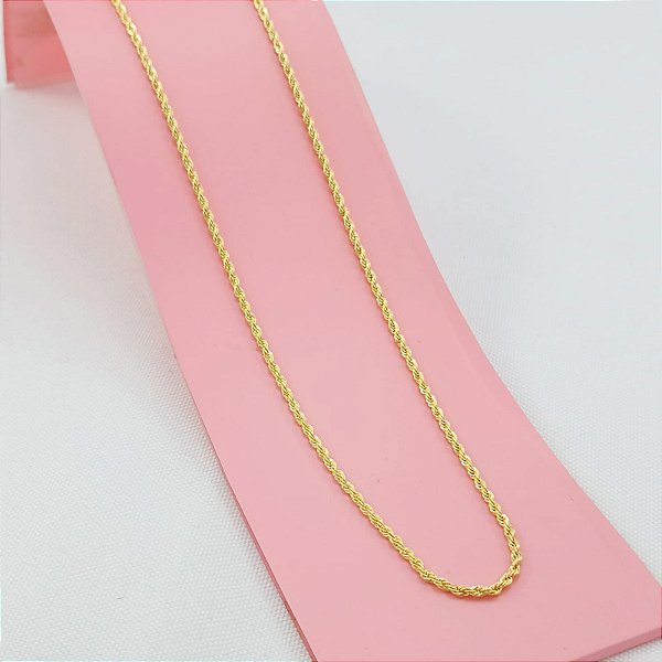 Corrente Banhada A Ouro Elo Cordão Baiano 45 cm Bijou Art