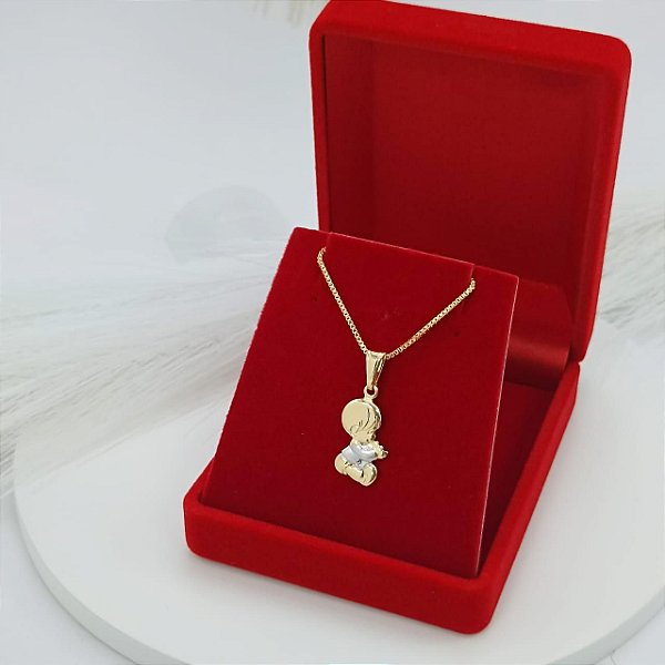 Gargantilha Banhada a Ouro Com Pingente de Criança Bijou Art
