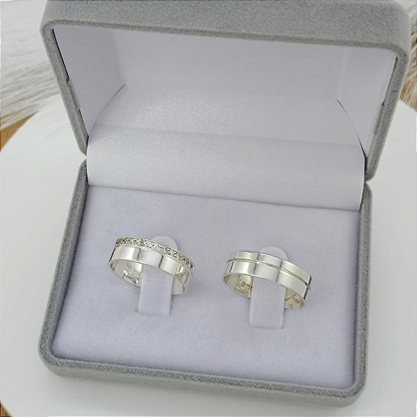 Par De Alianças De Prata Anatômica Lisa 6mm Bijou Art
