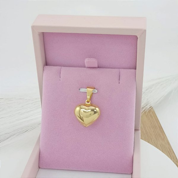 Pingente Banhado a Ouro de Coração Cheio Bijou Art