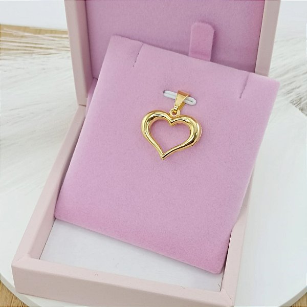 Pingente Banhado a Ouro De Coração Cheio Bijou Art