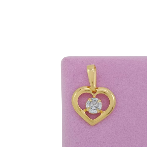 Pingente Banhado a Ouro De Coração Com Pedra Bijou Art