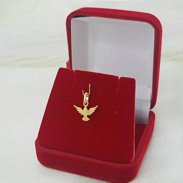 Pingente Banhado a Ouro De Pombinha Com Pedras Bijou Art