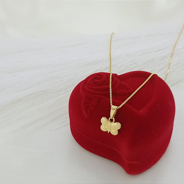 Pingente Banhado a Ouro De Borboleta Lisa Bijou Art