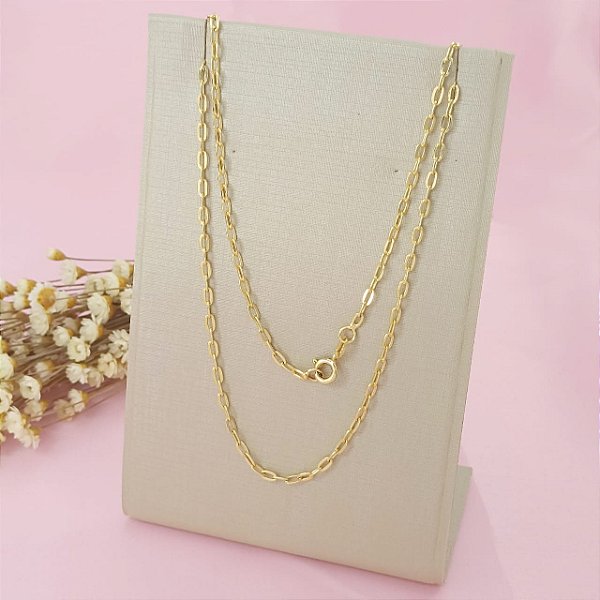 Corrente Banhada a Ouro 40 cm Elo Cartie 0,5 mm Bijou Art