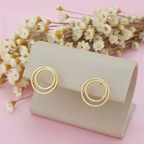 Brinco Banhado a Ouro com Aros Lisos Bijou Art
