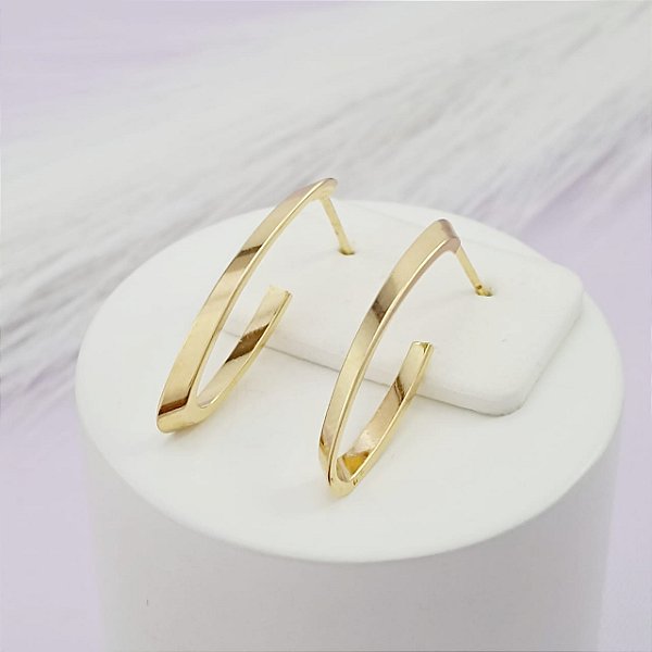 Brinco Banhado a Ouro Meia Argola Lisa Bijou Art
