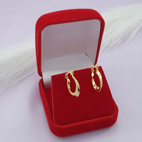 Brinco Banhado a Ouro De Meia Argola Lisa Bijou Art
