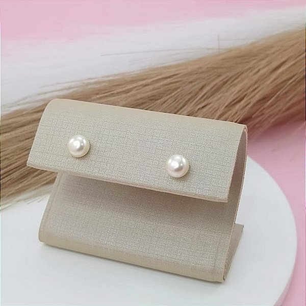 Brinco Feminino Banhado a Ouro 18K Meia Pérola 6mm Bijou Art