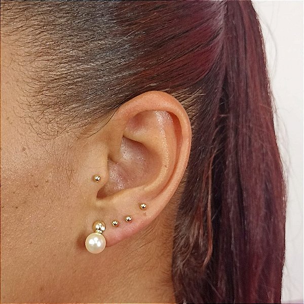 Brinco De Pérola Pendurado Banhado a Ouro Bijou Art