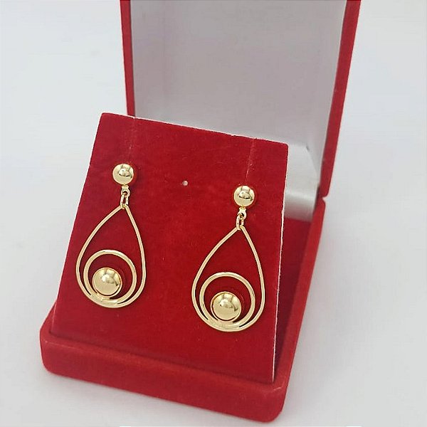 Brinco Banhado a Ouro Gota Grande Feminino Bijou Art