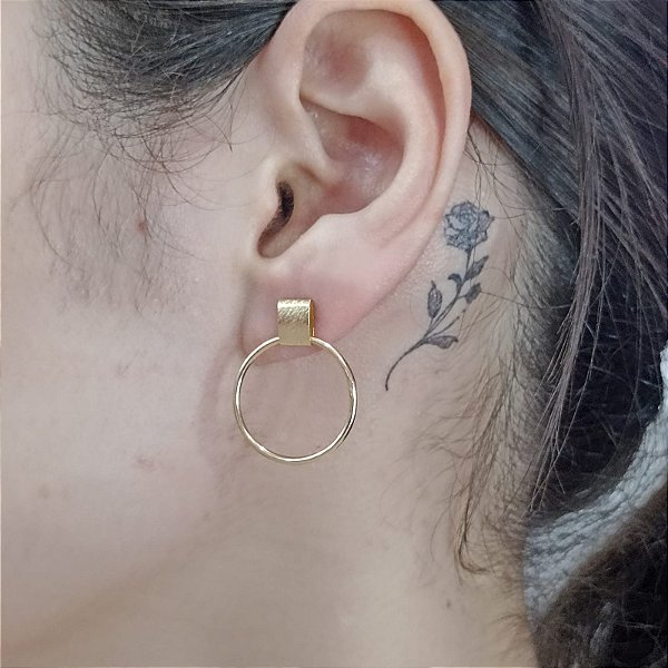 Brinco Argola Grande Banhada a Ouro 18K Feminina Bijou Art