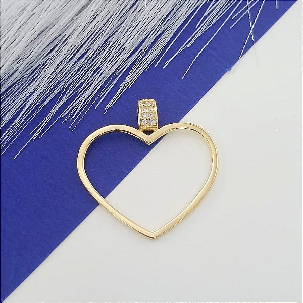 Pingente De Coração Banhado a Ouro Com Zircônias Biou Art
