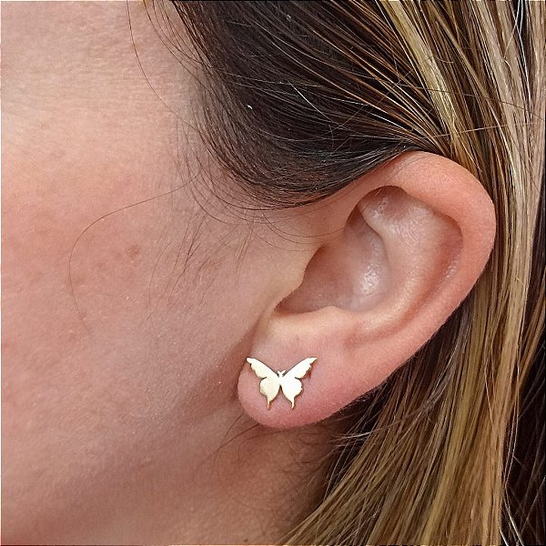 Brinco Banhado a Ouro Liso De Borboleta Bijou Art
