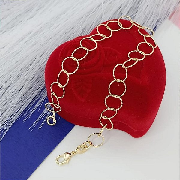 Pulseira Feminina Banhada a Ouro Aros Diamantados Bijou Art