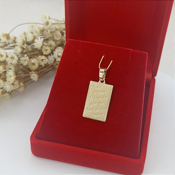 Pingente Banhado a Ouro Placa Felipenses 4:13 Lisa Bijou Art