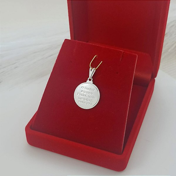 Pingente Banhado a Prata Medalha Salmo 23 Lisa Bijou Art