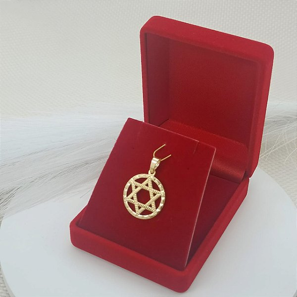 Pingente Banhado a Ouro Estrela De Davi Trabalhada Bijou Art