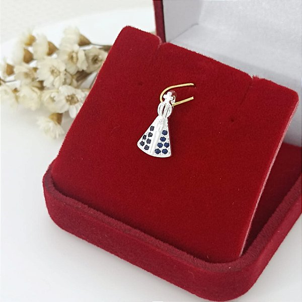 Pingente Banhado a Prata De Nossa Senhora Aparecida Bijou Art