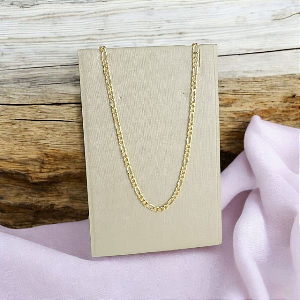 Corrente Banhada a Ouro Elo 3x1 Maior Longo Bijou Art