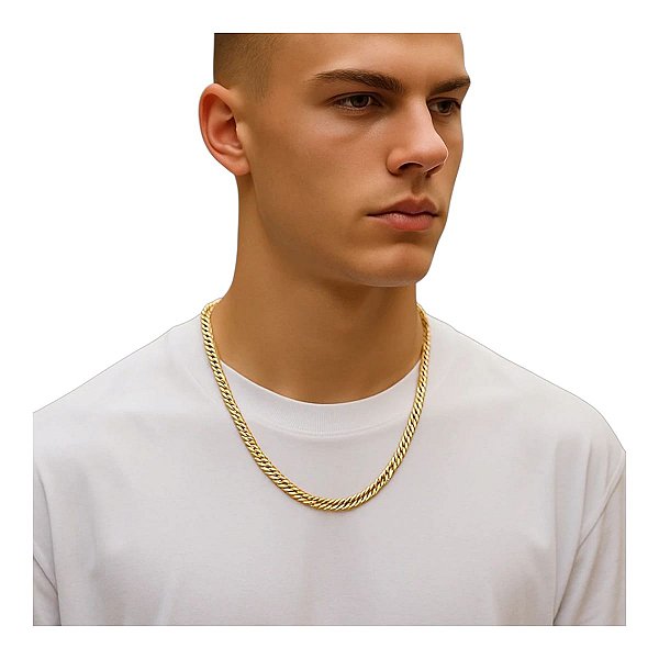 Corrente Banhada a Ouro Elo Curto 60 cm Bijou Art