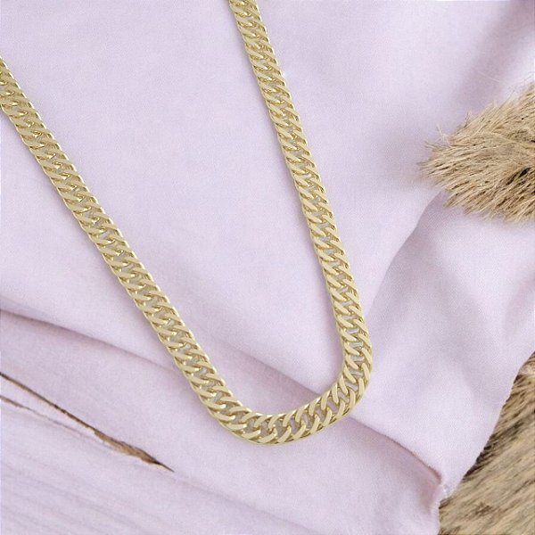 Corrente Banhada a Ouro Elo Curto 60 cm Bijou Art