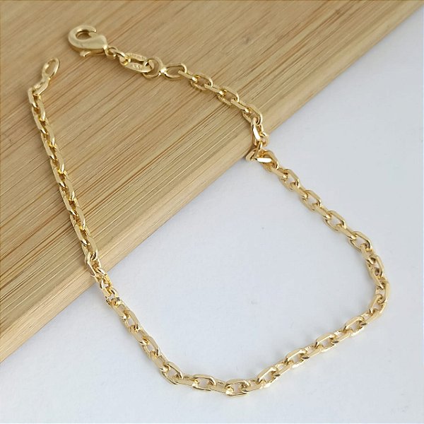 Pulseira Banhada a Ouro Masculina Elo Cartie Curto Bijou Art