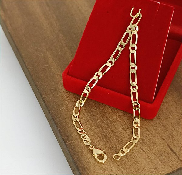 Pulseira Banhado a Ouro Elo 1x1 Maior longo Bijou Art