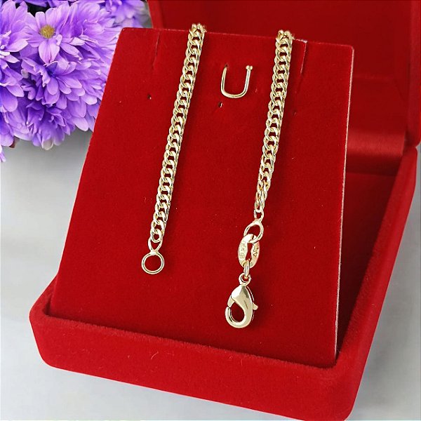 Pulseira Banhada a Ouro Elo Curto Masculina Bijou Art