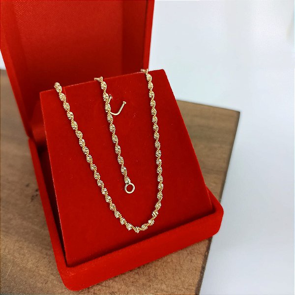 Corrente Banhada a Ouro 50 cm Elo Importado Torcido Bijou Art