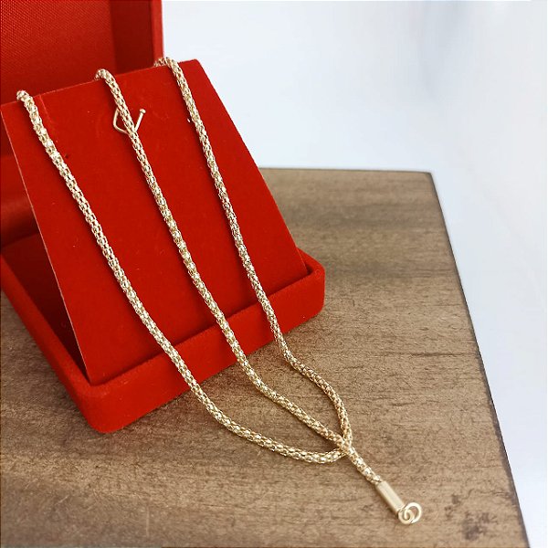 Corrente Banhada a Ouro 45 cm Elo Tubo Bijou Art