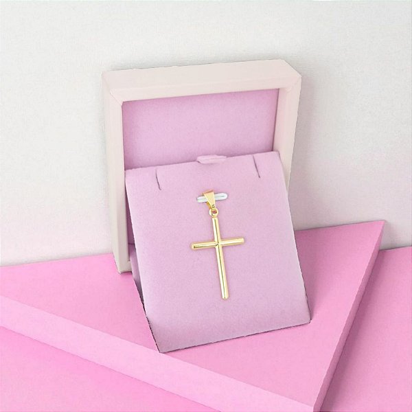 Pingente Banhado a Ouro De Cruz Oca Lisa Bijou Art