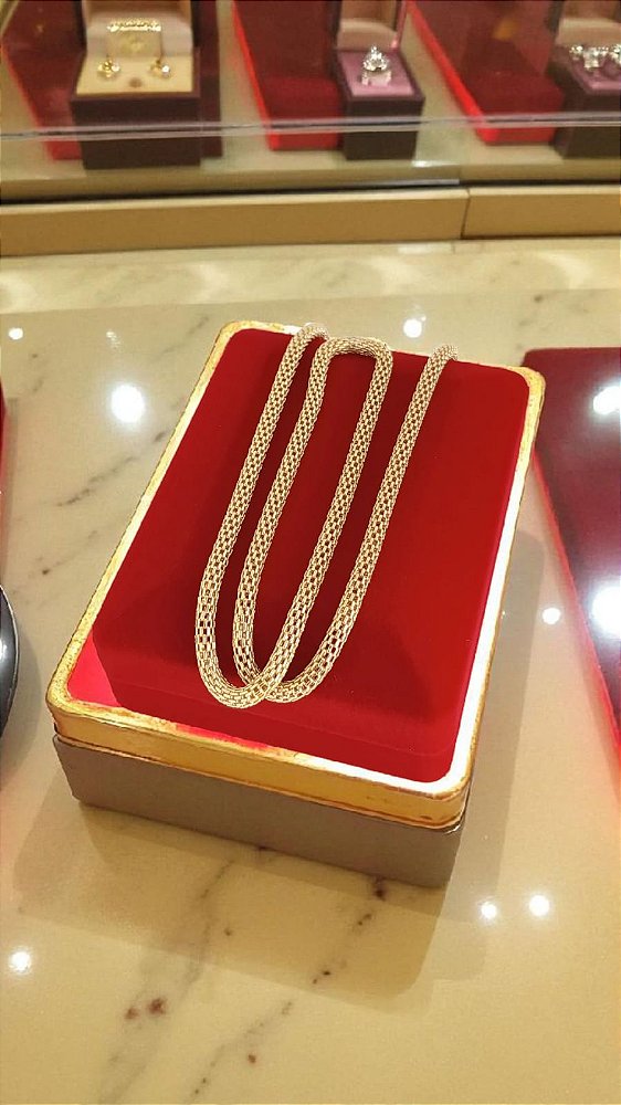 Corrente Banhado a Ouro 40cm Tubo Redinha 3.1MM