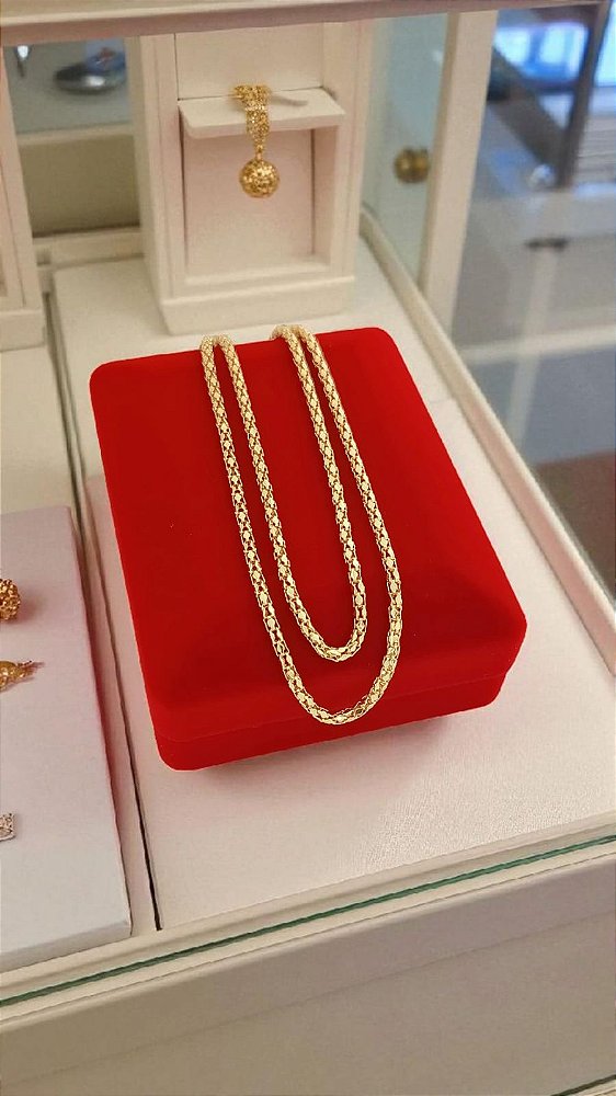 Corrente Banhada a Ouro 40cm Tubo Pipoca Lisa 2.0mm