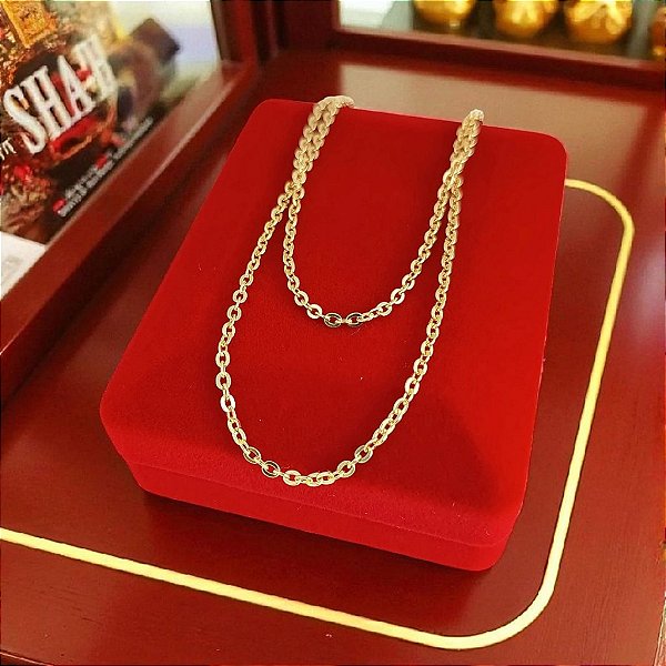 Corrente Banhada a Ouro 40cm Elo Argola Aberta 0.3mm