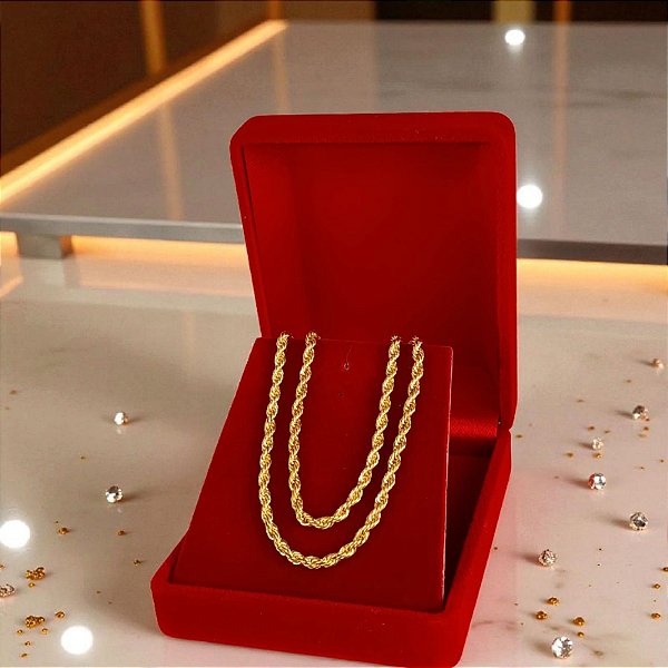 Corrente Banhada a Ouro 45 cm Elo Cordão Baiano Bijou Art