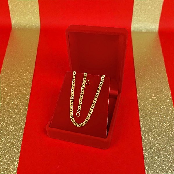Corrente Banhada a Ouro 50 cm Elo Curto Intercalado Bijou Art
