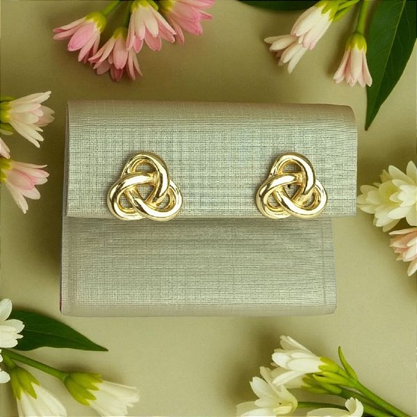 Brinco Fixo Banhado a Ouro De Nó Liso Bijou Art