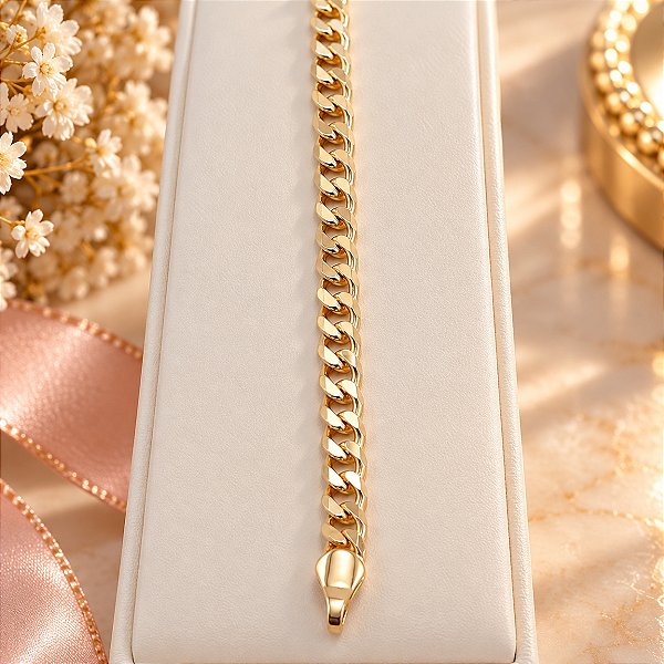 Pulseira Banhada a Ouro De Elo Curto Bijou Art