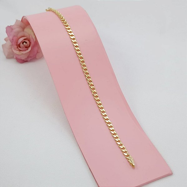 Pulseira Banhada a Ouro De Elo Curto Bijou Art