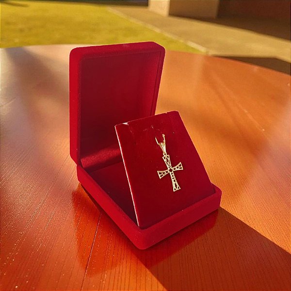 Pingente de Cruz Banhado a ouro Diamantada 22MM