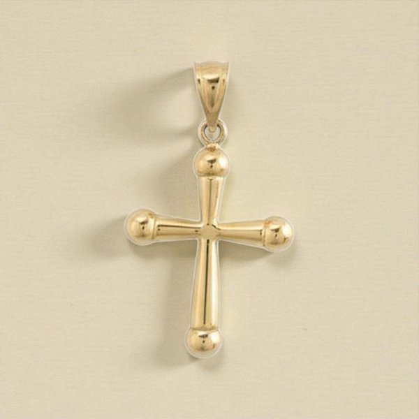 Pingente de Cruz Banhado a Ouro Liso Com Pontas Arredondadas