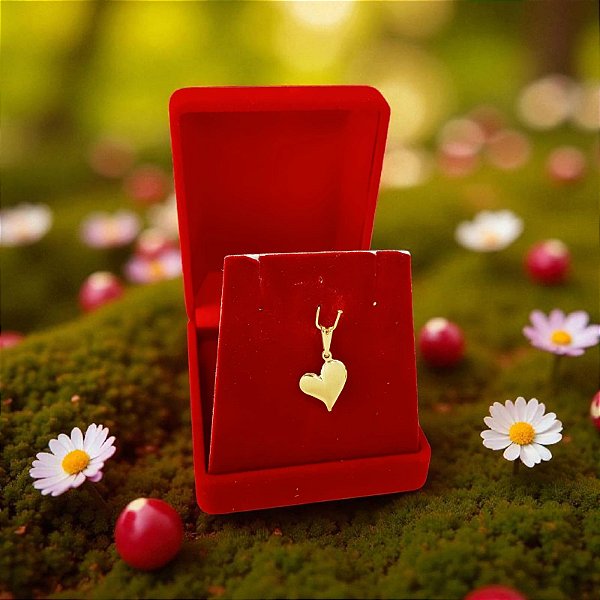 Pingente Banhado a Ouro De Coração Cheio Liso Bijou Art