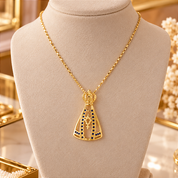 Pingente Nossa Senhora Aparecida Laterias Banhado a Ouro
