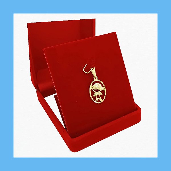 Pingente Aro Oval Com Menino Banhado a Ouro