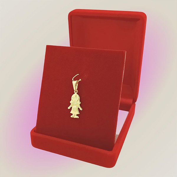 Pingente Menina Trabalhada Banhada a Ouro