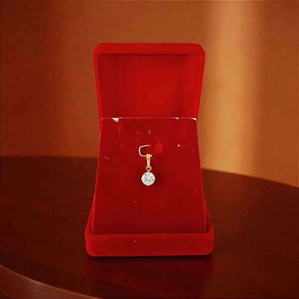 Pingente Ponto de Luz Pedra Banhado a Ouro 6MM