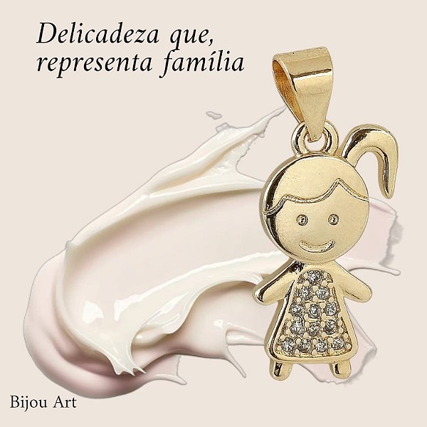Pingente Menina De Vestido Com Zircônia 17mm
