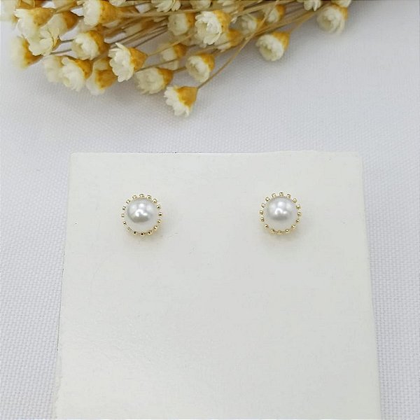 Brinco Banhado A Ouro De Pérola 5,5 mm Bijou Art