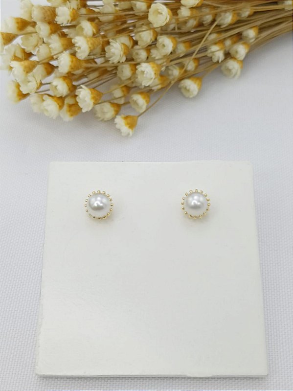 Brinco Banhado A Ouro De Pérola 5,5 mm Bijou Art